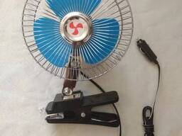 Автовентилятор 12V D=150мм обдува кабины в прикуриватель на прищепке (с решеткой. ..