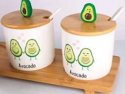 Банки для сыпучих продуктов в наборе 3 шт. Авокадо