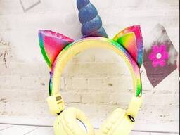 Беспроводные детские Bluetooth наушники ушки Единорог Headphone AH-807