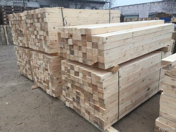 Брус 78(80)х98(100), 1-2 сорт, сосна сырая.