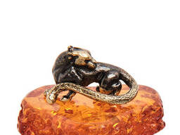 Фигурка «Пантера Нано» латунь, янтарь 61HOQZ