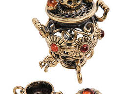 Фигурка «Самовар Хризантема» латунь, янтарь GKPK8Q