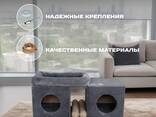 Когтеточка для кошки с двумя домиками "Пентхаус m" 74 см. с двумя столбиками и лежанкой - фото 3