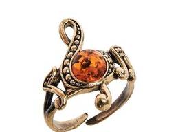 Кольцо «Нотка» латунь, янтарь 7GPC7A