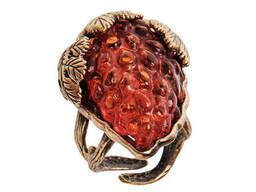 Кольцо «Виноград» латунь, янтарь K6ZTFU