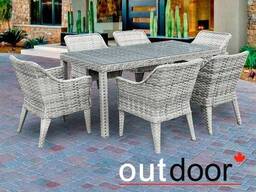 Комплект мебели из ротанга Outdoor Марокко, узкое плетение, светлый микс