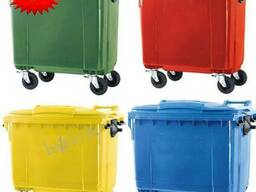 Бак мусорный пластик 1100 на 4 колесах