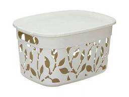 Коробка Флора 5,5 л с крышкой (белый ротанг) IDEA
