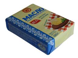 Масло сладкосливочное несоленое м. д. ж. 82,5%, в/с