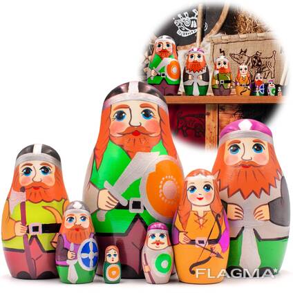 Матрешка фигурки Викингов, развивающие игрушки, набор из 7 шт