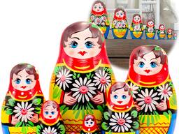 Матрешка с маргаритками в красном платке, коллекционная игрушка, 7 шт