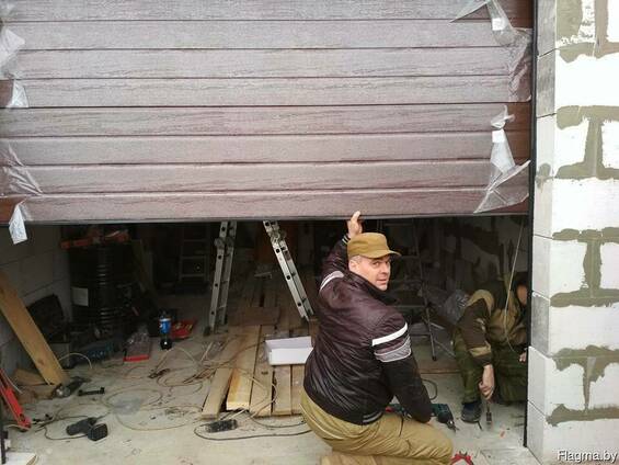 Секционные ворота. Монтаж. Наладка электропривода. Могилёв