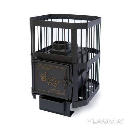 Печь банная чугунная "Сибирь-15". Чугунная дверца без ВТК (сетка)