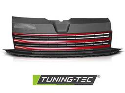 Решетка радиатора для Volkswagen T6 (15-. .. ) черная матовая с красными полосами