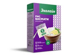 Рис Басмати (1121) "Эколайн" в варочных пакетах фас. 5х100 г