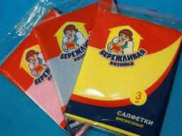 Салфетка вискозная 25х25см"Бережливая хозяйка", 5шт/уп,