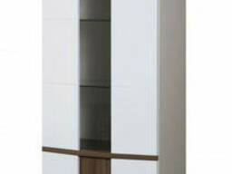 Шкаф с витриной Олмеко Донна арт.50, ясень шимо темный/белый глянец
