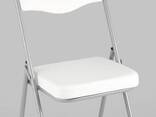 Складной стул Джонни экокожа белый каркас металлик - фото 2