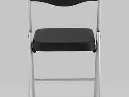 Складной стул Джонни экокожа черный каркас металлик