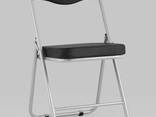 Складной стул Джонни экокожа черный каркас металлик - фото 1