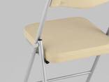 Складной стул Джонни экокожа кремовый каркас металлик - фото 3