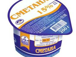 Сметана массовая доля жира 15%, стакан