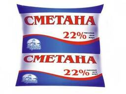 Сметана массовая доля жира 22%, пакет
