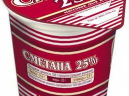 Сметана массовая доля жира 25%, стакан