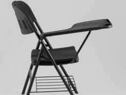 Стул складной банкетный со столиком и полкой черный