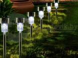 Светильник садовый 2 шт, грунтовый на солнечных батареях 20 см. Сталь. Форма цилиндр - фото 3