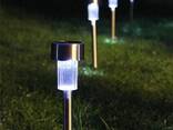 Светильник садовый 2 шт, грунтовый на солнечных батареях 20 см. Сталь. Форма цилиндр - фото 2