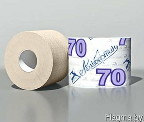 Туалетная бумага с гильзой 70 м, светлая