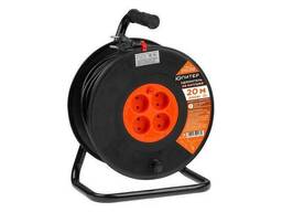 Удлинитель на катушке 20м (4 роз. , 3,5кВт, б/з, ПВС 2х1,5) Юпитер (с защитой от. ..