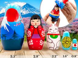 Матрешка в японском стиле, развивающие игрушки, 5 шт